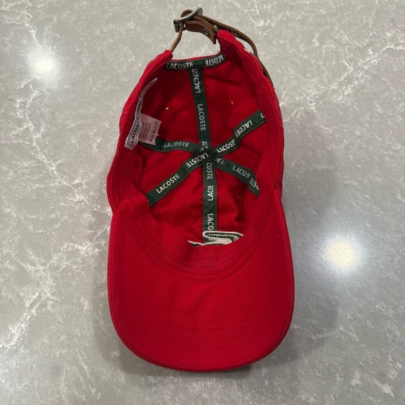 Lacoste Red Cotton Strapback Baseball Cap One Size EUC - Picture 7 of 7